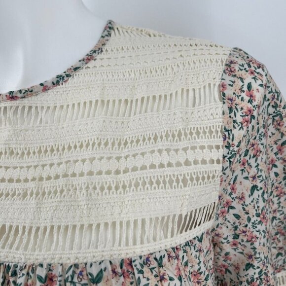 English Factory Women's Floral Lace Trim Dress Size M Shift Button Close - Picture 9 of 15